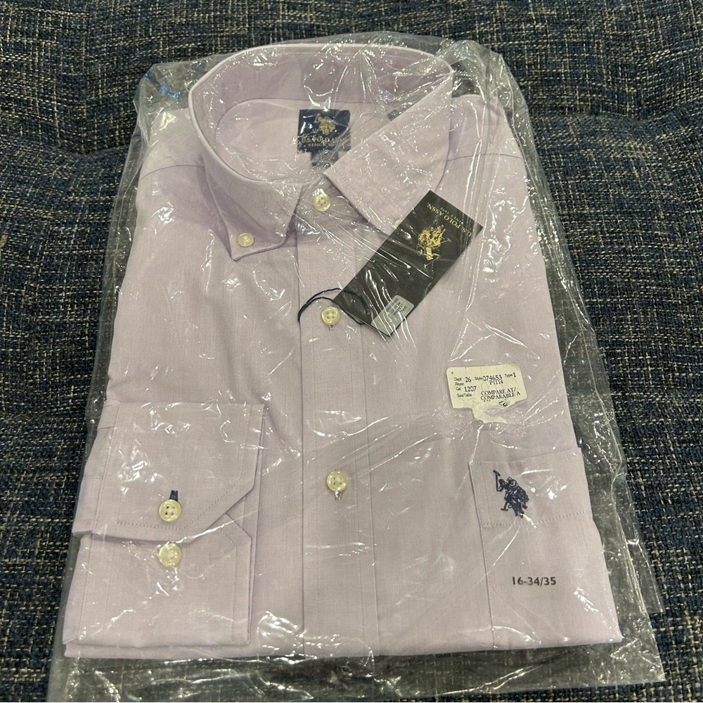 U.S. Polo Assn. Men's Long-Sleeve Button-Down Dress Shirt light purple